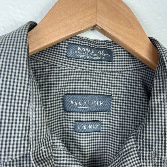Van Heusen Short Sleeve Front Button Shirt Gingham Plaid Men’s Size L - Picture 6 of 7